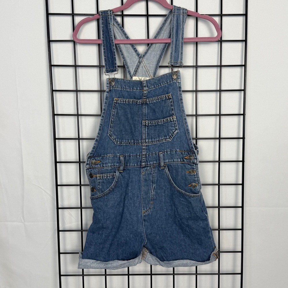 We The Free Blue Denim Short Overalls